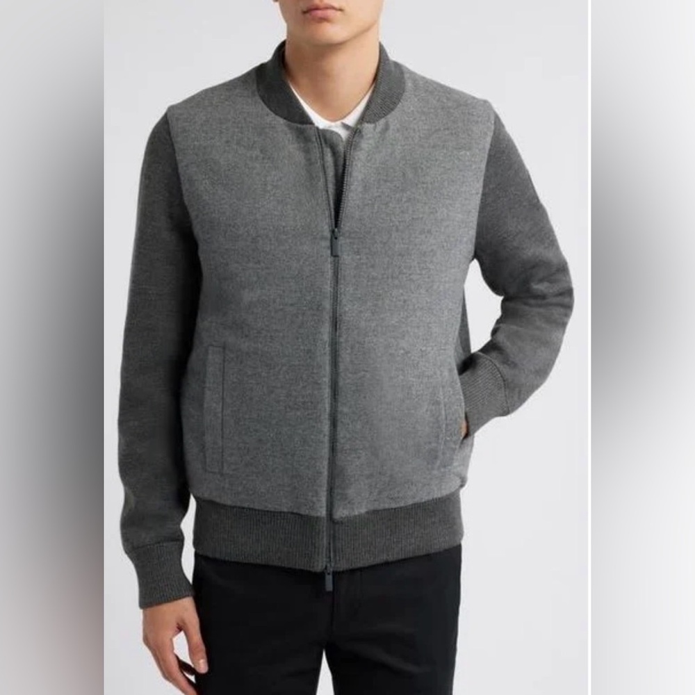 Hugo Boss Men’s Eflano Wool Blend Insulated Sweater Bomber Jacket Size Large